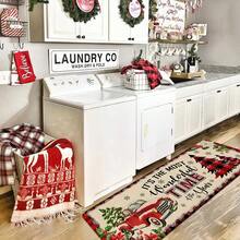 1/2/3pcs Thick 0.47inch/1.2cm Christmas Theme Kitchen Mat - Farmhouse Truck & Buffalo Plaid Design, Non-Slip, Stain Resistant, Machine Washable, Suitable For Home, Office, Laundry, Bathroom - Premium Flannel Surface With Memory Foam Backing - Multicolor - View 13