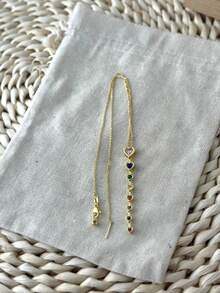 1pc Versatile High-Quality Colorful Zirconia Long Pendant Necklace, Suitable For Women Everyday Wear