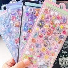 Stickers Cute 8-Piece Set 3D Reward Stickers Glitter Girl Decorative Stickers For Mobile Phone Decoration DIY Notepad With Sticky Handicraft Supplies Gifts