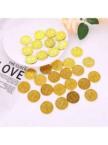 100pcs Pirate Gold Coins - Board Game Chips/Escape Room Props/Treasure Hunt Game Tokens, Halloween Party Decorations - Multicolor - View 3
