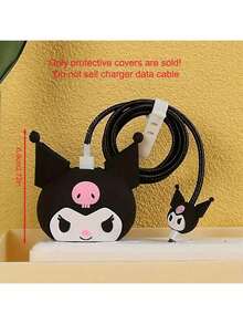 1Pc Sanrio Cute Hello Kitty Kuromi Silicone Charger Protective Case Kawaii Kitty Cat USB Cable Protector For Phone 14 13 12 11 Pro Max Fast Charging Cable Charger Head Cover