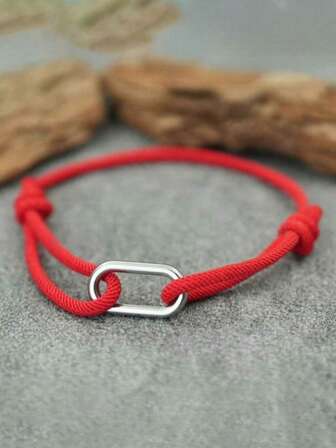 1 件男士简约绳手链，可调节好运红绳手链礼物