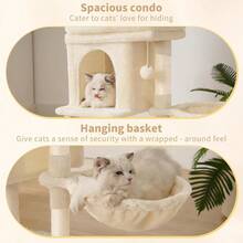 2025by Heybly Cat Tree Tower, Cat Condo For Indoor Kittens, Cat House With Wide Plush Top Perch, Ladder, Basket, Sisal-Covered Scratching Posts, Cozy Activity Center For Pet, Light Gray HCT009SW