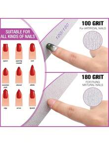 50pcs Nail Files, Double-Sided Nail Buffers, Professional Nail Care Tools For DIY Nail Shaping, Buffing, Polishing, Suitable For Women Fingernails And Toenails, Ideal For Home And Salon Use, Nail Art Supplies - Light Grey - View 3