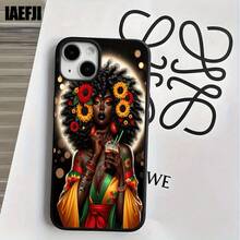 Fundas y carcasas protectoras para phone con diseño de persona negra con cabello alborotado y orificios grandes. Compatibles con phone 16 Pro Max, 16, 15 Pro, 14, 14 Plus/14 Pro Max, 13, 13 Pro, 12 Pro, 11/11 Pro. Regalos para cumpleaños y festividades - Blanco - Ver 6