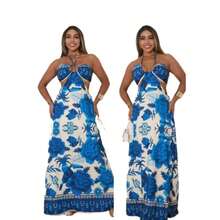 July Tropical Strapless Dress In Various Prints, 2025 Collection - Azul menta - Ver 3