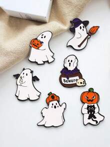 1pc/6pcs Dark Gothic Demon, Ghost, Pumpkin, Skull Brooch Pins, Halloween Costume Decor, Gothic Vibe Party, Special Occasion Christmas Gift