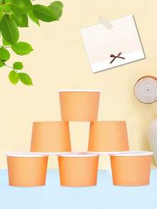 10pcs/20pcs/50pcs Orange Mini Ice Cream Cups Orange Paper Frozen Yogurt Bowls Hot And Cold Foods Perfect For Fall Birthday Thanksgiving Day Party Supplies Favors - Orange - View 5