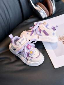 1 Pair Purple Kids' Sports Shoes, Soft Non-Slip Sole, Fashionable , Versatile For All Seasons Outdoor Wear - Purple - View 4