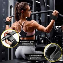 Ganchos de Levantamiento de Pesas 2Pzs,Lostrain Straps Ganchos con Muñequera para Gym Prevención de Lesiones,Straps para Gym con Ajustable de  Antideslizante para  de Ejercicio - 1 - Ver 8