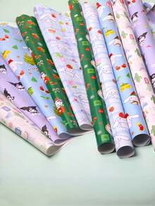 1 张 19.7 英寸 X 27.5 英寸圣诞礼品包装纸，Sanrio Hello Kitty、Melody、Kuromi 和 Cinnamoroll 礼品包装纸，19.7 英寸 X 27.5 英寸，耐用卡通图案纸，适合节日礼物、圣诞派对装饰。 - 彩色 - 查看 3