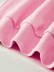 Young Girl Letter Print Warm Sweatshirt - Pink - View 5