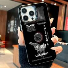 Techno mobile phone case designed with a futuristic silhouette and digital globe graphic suitable for  17air 16e 15 14 13 12 and 11 Pro models made of TPU material and provides shockproof protection. Perfect for tech enthusiasts gamers birthdays holidays and special occasions. - Negro - Ver 1
