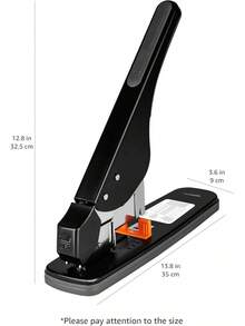 Basics - Grapadora resistente sin esfuerzo, 210 hojas de alta capacidad, engrapadora de oficina con 1000 grapas, color negro - 1 - Ver 4