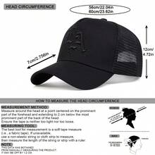 1入組男士卡車司機帽，帽子上有字母刺繡 "LOS ANGELES"，時尚防曬可調節休閒帽，適用於春秋旅遊、旅遊和沙灘派對 - 黑色 - 查看 2