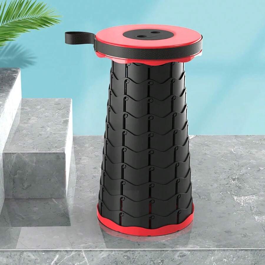 Banco Retráctil Taburete Plegable Portátil - Rojo - Ver 1