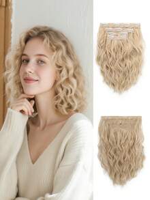 Clip In Hair Extensions 4 PCS/Set 12 Inch Short Water Wave Hair Extension For Women Heat-ResistantSynthetic Hair Extensions Hairpieces