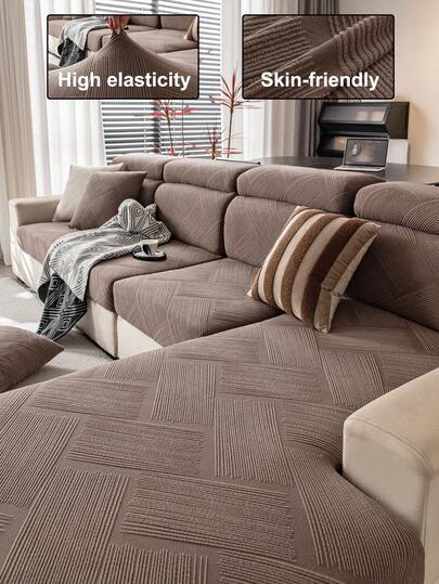 1pc Solid Color Plush Full Coverage Sofa Cover, Pet Friendly Anti-Dirty Durable, Machine Washable, Suitable For All Seasons, Christmas & New Year Holiday Home Decor, Sofa Protector, Fits 1/2/3/4 Seater Sofa