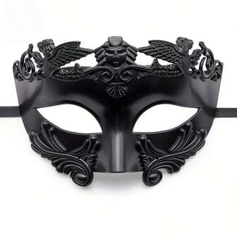 男士罗马希腊神话威尼斯化妆舞会面具 - 可调节松紧带，适合万圣节、狂欢节、角色扮演和主题派对，服装和配饰的最佳选择，感恩节的完美搭配，表演舞台面具，男士化妆舞会武士面具