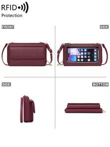 MIYIN Double Zipper Large Capacity Touch Screen Mobile Phone Bag RFID Blocking Long Wallet Crossbody Mobile Phone Bag Side Backpack Mobile Phone Portable Handbag Wallet Crossbody Clutch Mobile Phone Case Lightweight Modern Business Credit Card ID Card Cash Mobile Phone Wallet Business Casual Teacher's Day Teacher Gift Work Business