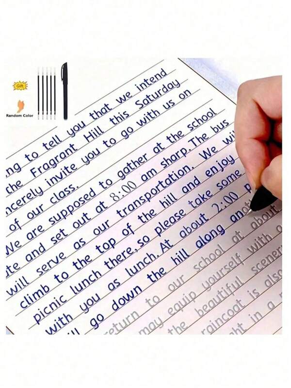 1 Hengshui-Style English Calligraphy Workbook Trace-And-Practice English Calligraphy Workbook With Grooves (Includes 1 Pen + 5 Refills + Pen Grip) English Calligraphy Workbook With Grooves Beautiful Font Calligraphy Practice Workbook School Supplies School Essentials Back To School School Back-To-School Supplies Back-To-School Items ,Christmas Stocking Fillers Christmas Gifts