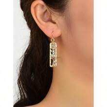 2pcs Fashionable Multicolor Glitter Acrylic Square Earrings - Blue - View 2