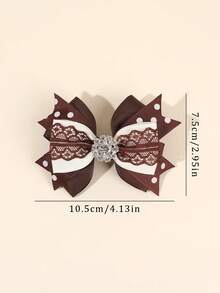 2 Stück Mädchen Braune Stoff Schleifen Haarclips, Mädchen Haar Schleifen mit Strass und Spitze Schleife Haarclips, Herbst Exquisite Haarschmuck