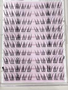 100pcs White Magnolia Glue-Free Segmented Cluster False Eyelashes, Natural & Realistic Asymmetrical Horizontal Enlargement Single Cluster Transparent C-Curl Eyelashes