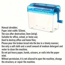 1pcs Mini Hand-Crank Paper Shredder - Portable For Home, Office, And School Use, No Electricity Required, Anti-Slip Base, Compact Office Desktop Document Shredder, Ideal Birthday Gift - Blue - View 12