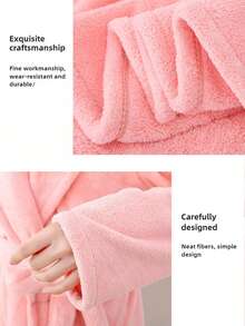 1pc Coral Fleece Ladies Bathrobe, Bean Paste Color, Soft & Absorbent, Suitable For Wedding, Christmas Decorations, Valentine's Day & Christmas Gifts, Sauna And Autumn/Winter Loungewear, Ideal For Birthday, Anniversary, Autumn Wedding, Bridal Shower, Bachelorette Party, Home, Bathroom, Hotel, Swimming Pool, Sauna, Gift, Halloween - Multicolor - View 10