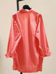 有领荷叶边下摆开衩衬衫 - 珊瑚粉 - 查看 3