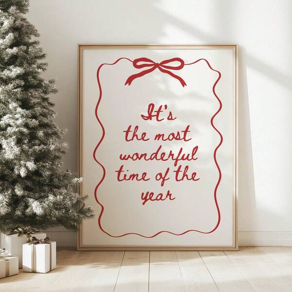 1pc Frameless It's The Most Wonderful Time Of The Year Christmas Poster, Fashionable Holiday Wall Art, Cute Xmas Decor, Aesthetic Vintage Print, Funky Sassy Christmas Art, Dorm Room Essential, Best Gift Choicechristmas Decoration XMAS Decor Christmas Tree Gift Decor Thanksgiving Wedding Home Decor Home Decor Fall Decor Autumn Decor Birthday Decorations For Gifts Party Supplies Indoor Holiday Festival Decor Halloween Decor Wall Decor Halloween Ornaments