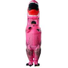 Disfraz inflable de Tiranosaurio Rex, adecuado para una altura de 1,5-2m, disfraz de dinosaurio para adultos para eventos deportivos, disfraz inflable de dinosaurio como accesorio para montar - Tiranosaurio Rex rojo rosa - Ver 2