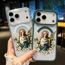 Kompatibel mit iPhone 17 Pro Max Air 16 16e 15 Plus 14 13 12 11 XS Max XR X Lily Angel Muster Stoßfest Kratzfest Anti-Gelbfärbung Transparente Modische Bunte Smartphone Hülle Geschenk, iPhone Hülle, Blumenmuster Hülle, Transparente Ästhetik, Langlebiges Spritzgussverfahren, UV-bedrucktes Kunstwerk, Stilvoller Autobesitzer, Technologie-Zubehör-Enthusiast - Grün - Übersicht 7