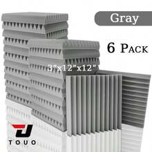 TOUO 三角槽吸音海绵 6-48 块高密度 12 英寸 X 12 英寸 X 1 英寸/2 英寸/3 英寸吸音海绵 8 色音乐工作室声学处理海绵垫隔音家居装饰