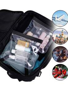 3 قطع/قطعة واحدة حقيبة أدوات تجميل شفافة للسفر، أكياس سوائل أمن المطار، حقائب اكسسوارات السفر، حقائب غسيل مقاومة للماء، ضروريات العطلات للرجال والنساء، أدوات مدرسية، حقيبة ضروريات السفر، حقيبة مستحضرات التجميل، حقيبة مكياج