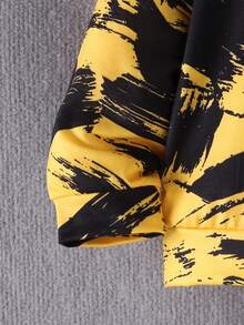 2pcs/Set Boys Graffiti Ink Print Long Sleeve Hoodie Sweatshirt + Straight Leg Pants, Autumn/Winter