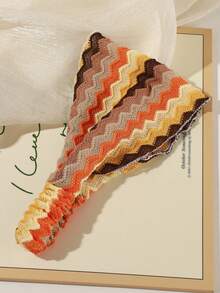 1pc Retro Colorful Striped Wavy Knitted Headband, Wide Boho Style Hair Accessory Suitable For Daily Life, Autumn Outdoor Activities Winter Scarf Warm Hair Bands Women Bandanas Women Hair Accessories - Multicolor - View 9