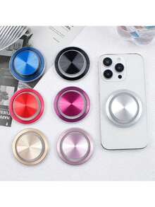 1pc Electroplated CD Pattern Magnetic Air Cushion Phone Holder, CD Pattern Magnetic Transparent Air Cushion Phone Holder, Round CD Pattern Magnetic Transparent Air Cushion Phone Holder, Expandable Air Cushion Slouchy Phone Holder - Multicolor - View 6