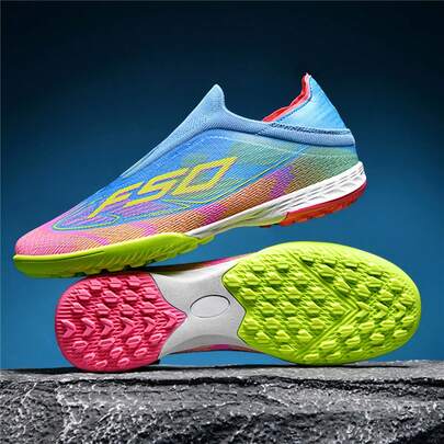Zapatillas de fútbol con suela de goma sin costuras y plantilla tipo calcetín deslizante | Zapatillas de fútbol artificial para hombres y jóvenes con suela deslizante | Zapatillas de fútbol/entrenamiento para múltiples terrenos para práctica en interiores/exteriores