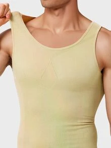 Men's Compression Shirt Slimming Body Shaper Vest Gym Workout Tank Top Sleeveless Abdomen Shapewear Gynecomastia Compression Shirts, Tummy Control Undershirts - Change In Seconds - Apricot - View 9