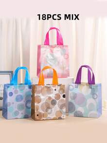 24/18/16/12/6pcs/Set Colorful Non-Woven Fabric Gift Bags With Handles, Suitable For Birthday Parties, Display Shopping And Party Supplies, Applicable For Weddings, Birthdays, Mother's Day, Spring Decorations, Small Gift Packaging