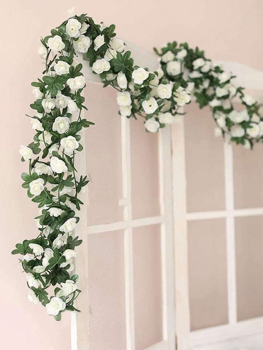 1/3/5PCS Artificial Flowers Rose Vine Wedding Site Decoration Home Bedroom, Wedding Decorations, Living Room, Bathroom Wall Hanging Decoration Materials Outdoor Garden School Birthday Party Supplies Valentine's Day Decoration New Year Home Decor Christmas Decorations Room Decor Christmas