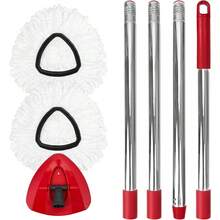 4-Pack High-Performance Spin Mop Replacement Heads – 40% More Absorbent Microfiber Pads For 1-Tank Mop Systems - 2 Heads+1 Handle+1 Base - View 1