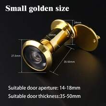 1 件套 200 度窥视孔门镜，适用于厚度 35-60 毫米的门，带可旋转隐私盖，适用于家庭、办公室、酒店 - 金色 - 查看 13