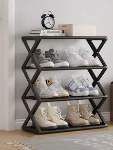 1pc 4-Tier X-Shaped Shoe Rack - Foldable Space-Saving Shoe Organizer, Steel Tube Shoe Rack, Easy Assembly No Tools Required, Suitable For Home, Dorm, Porch, Office, Dust-Proof Design, Applicable For Entryway, Hallway, Bedroom And Dorm - Multicolor - View 6