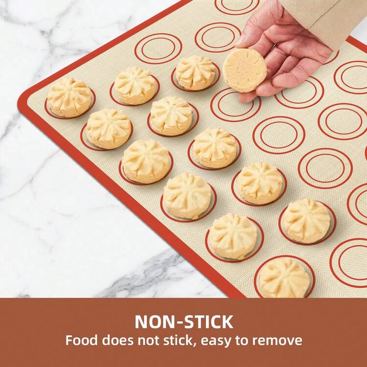 2 件马卡龙硅胶烘焙垫 - 易于清洁、不粘、可重复使用、耐热、适用于烘焙、饼干、马卡龙、面包、糕点 | 厨房工具、烤箱内衬、蛋糕盘垫、烘焙用品、厨房配件、家庭厨房必需品 - - - 查看 4