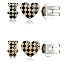 心形 + 泰迪熊设计磁性帽夹高尔夫球标记 - 易于使用的高尔夫配件，用于在果岭上标记球，是送给高尔夫球手的礼物