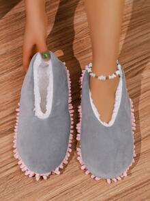 Cleaning Mop Slippers For Floor Cleaning House Mop Shoes Men And Women Washable Unisex Dusting Slippers Dirt Tool Supplies(Medium,Gray) - Grey - View 6