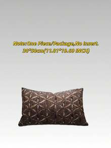 1件雪尼尔浅棕色花瓣提花枕套，田园花卉风格方形枕套，适用于沙发、床、椅子、客厅、卧室、汽车装饰靠垫 - 淺棕色 - 查看 13